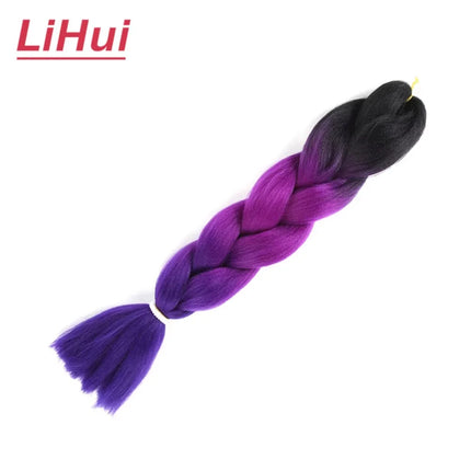 24 Inches Synthetic Braiding Hair Jumbo BraidOmbre Jumbo Hair Extension For Women DIY Hair Braids Purple Pink  Yellow Gray Lihu