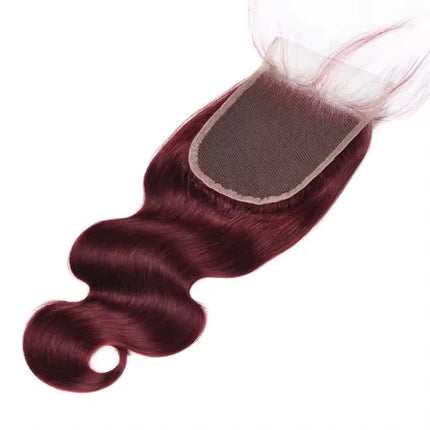 99J Burgundy Body Wave 13X4 Lace Frontal Burmese Human Hair Preplucked 4x4 Transparent Lace Closure Human Hair 8-20 Inch