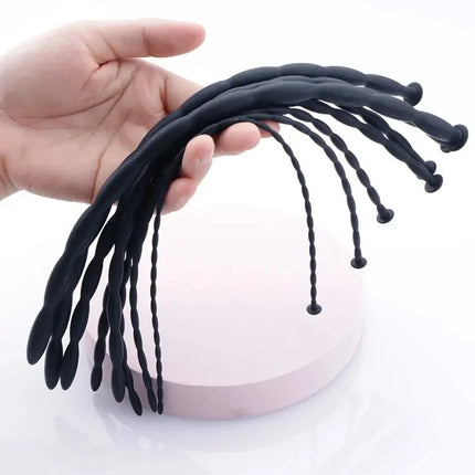 8 Sizes Safe Soft Silicone Urethral Penis Stimulant Dilator Urethral Rod Catheter Sex Toys Horse Eye Stick For Male BDSM Plug