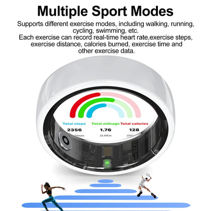 Smart Ring Couple Space Interaction Health and Sleep Monitor Multi Sport Mode Gesture Control 5ATM Waterproof with Charging Case