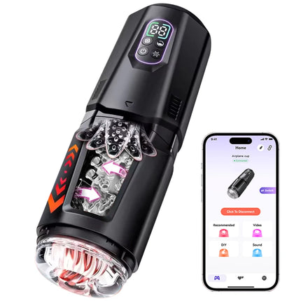 APP Control Electric Rotary Telescopic Tongue Licking Male Hands-Free Masturbation Device Penis Exercise Plane Cup Adult Toys