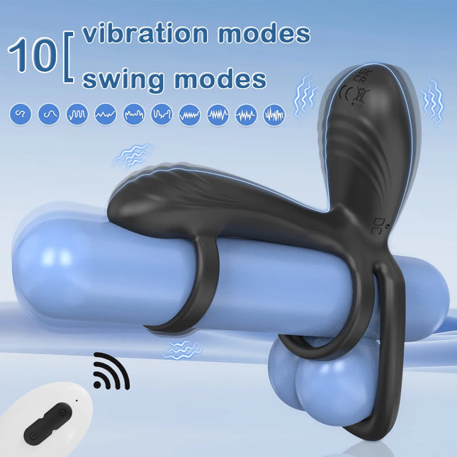Vibrating Cock Ring 360° Swing Delay Ejaculation Penis Ring Powerful Vibrator Men Male Sex Toys for Couples Clitoral Stimulator