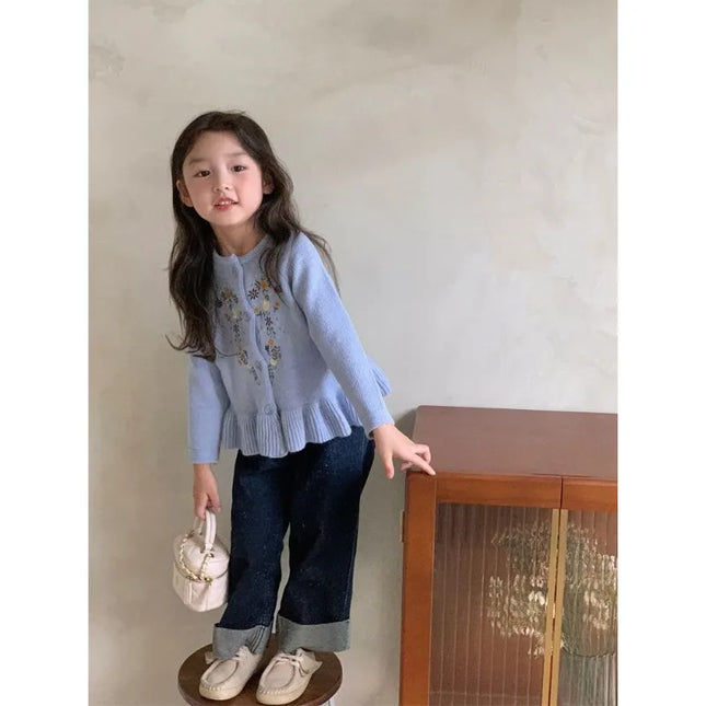 Girls' Cardigans, Sweaters, Spring and Autumn Clothing, Baby Girls' Fashionable Spring Clothing, Korean Trendy Outerwear