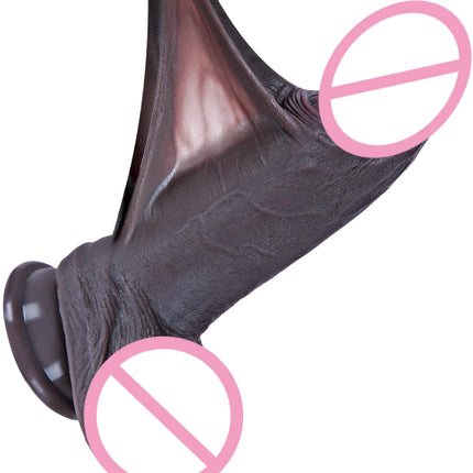 Adult Toys Black Dildo with Movable Foreskin,Realistic Dual-Density Silicone DildoCute Vaginal/Anal Penis,Suitable for Women Men