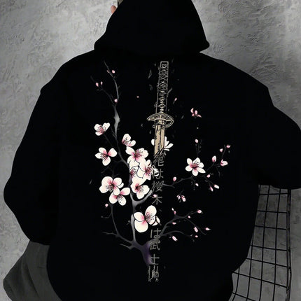 Japan Cherry Blossom Men Women Pullover Hoodie Street Casual Harajuku Y2K Retro Loose Sport Daily Autumn Winter Sweatshirt Top