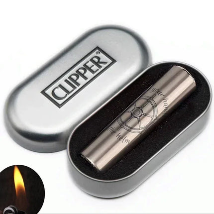 Clipper Portable Grinding Wheel Flint Inflatable Lighter Metal Smokeless Butane Gas Smoking Ignition Tool Accessories Box