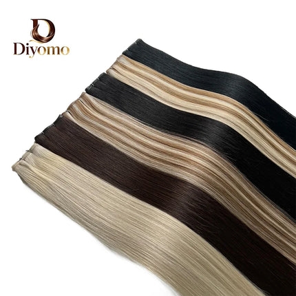 Diyomo Genius Weft Human Hair Extensions 100G Remy Human Hair Invisible Brazilian Hair Extensions Hair Bundles