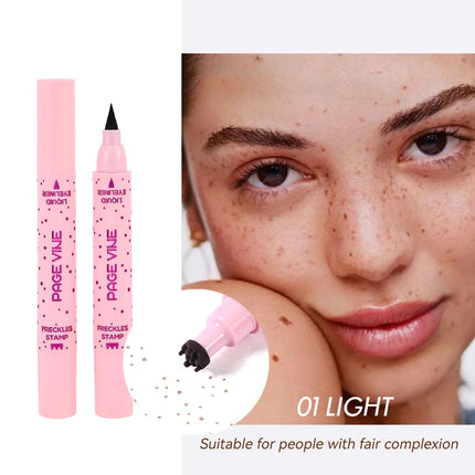 2 in 1 Natural Simulation Freckle Stamp Pen Waterproof Easy Color Freckle Dot Pen Face Fake Freckles Eyeliner Lasting Makeup