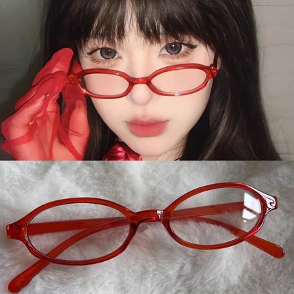 Retro Fashion Red Green Small Square Oval Frame Glasses Women Girls Y2K  Anti Blue Light Glass Reading Eyeglasses Decor Eyewear