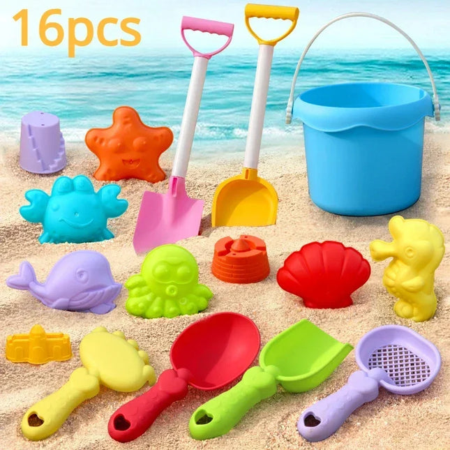 Kids Beach Toy Set Baby Sand & Water Play Kit with Bucket Shovel Rake Watering Can Summer Outdoor Sandbox Tools for Toddlers