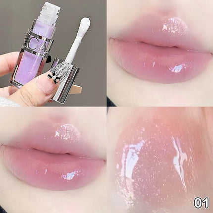 Cappuvini Peach Jelly Water Light Glass Gloss Lip Gloss Lasting Non-stick Waterproof Lip Plumping Moisturizing Lipgloss Makeup