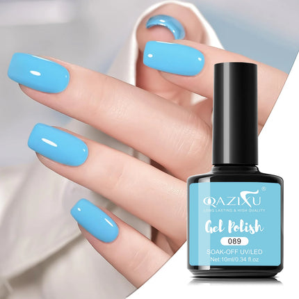 QAZIXU Sky Blue Nail Gel Polish Soak Off UV LED Semi Permanent Varnish Manicure Tools For Salon Nail Art DIY Popular Color