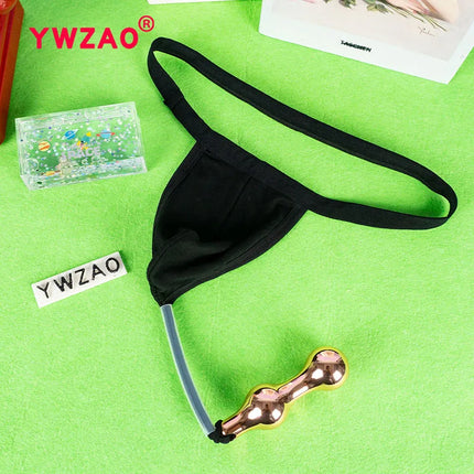 YWZAO Adult Plug Sexy Ass Gay Dildo Men's Fisting Lingerie Underwear Anus Thongs Anal Briefs Toys Panties Wide Brim Black N05