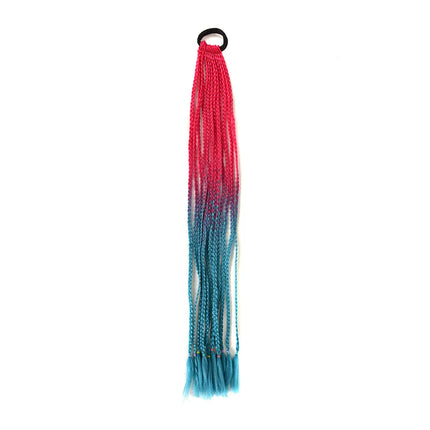 Braided Ponytail Extension Synthetic Colorful Hair Extension For Women 24inch Rainbow Hair Braids Extensions