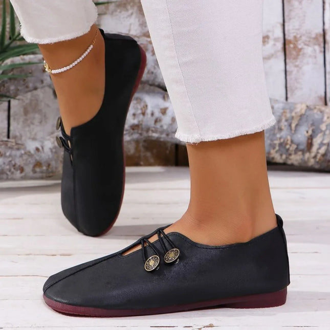 Women's Suede Flat Shoes Retro Buckle Decor Cutout Loafers Comfortable Slip-On Casual Daily Shoes Round Toe Soft Sole Size 35-43