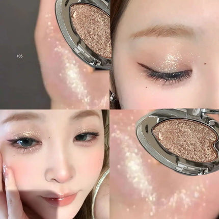 Pearlescent Blue Metallic Eyeshadow Palette Punk Smoky Purple Mashed Potato Waterproof Shimmer Glitter Heart-shaped Eye Shadow