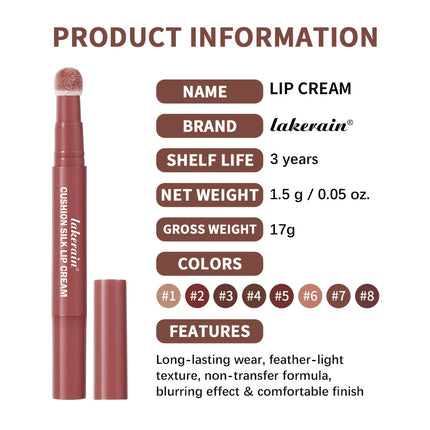 Lakerain Matte Blush Rotating Lipstick Multi-functional Lip Mud for Lips and Cheeks Long-lasting Waterproof Velvet Lip Gloss