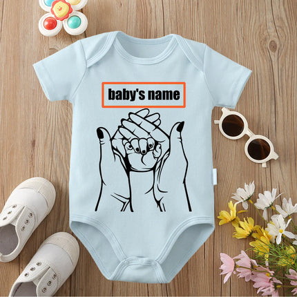 Custom Text (Baby's Name) Cute Print Cotton Onesie 0-12 Months Triangle Romper Design DIY Personalized Newborn Clothes Jumpsuit