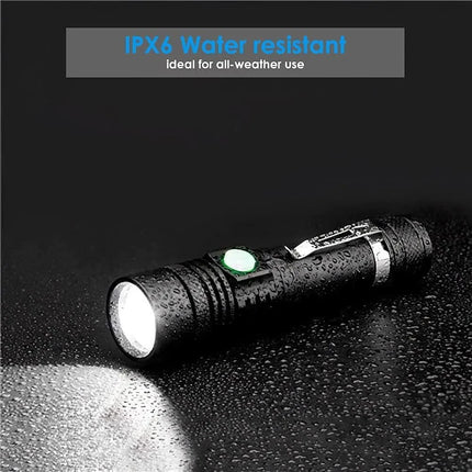 Outdoor Tactical Zoom Camping Waterproof Flash Light Aluminum Alloy Portable Torch Powerful LED Flashlight USB ReChargeable