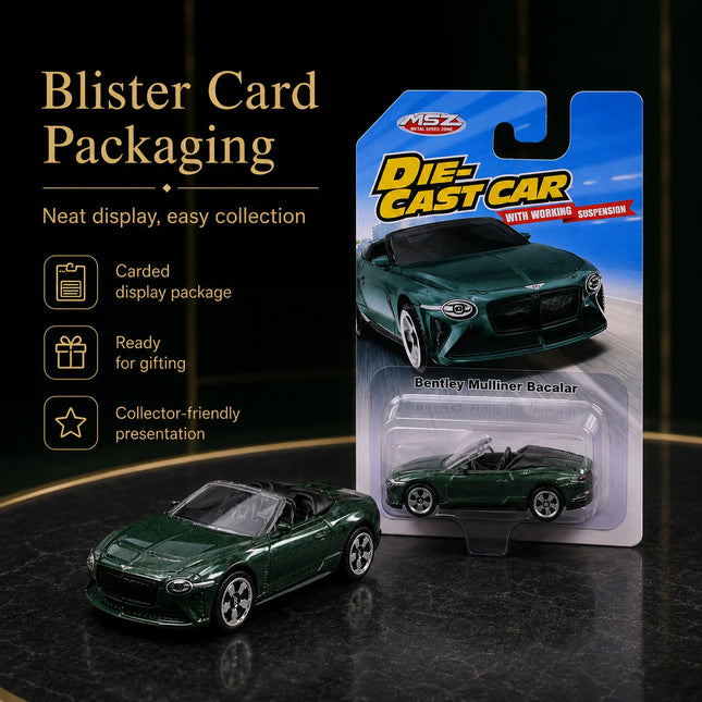 CCA 1:64 Bentley Mulliner Bacalar Miniature Model 1:64 3" Alloy Toy Car Vehicle Free Wheels Diecast Collection Gift Boyfriend