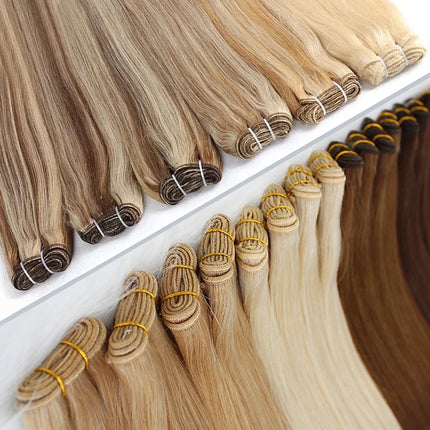Double Weft Russian Remy Real Human Hair Weave Weft Extensions Full Head 100g Machine Weft 100% Thick Bundle Ombre BrazilianHair