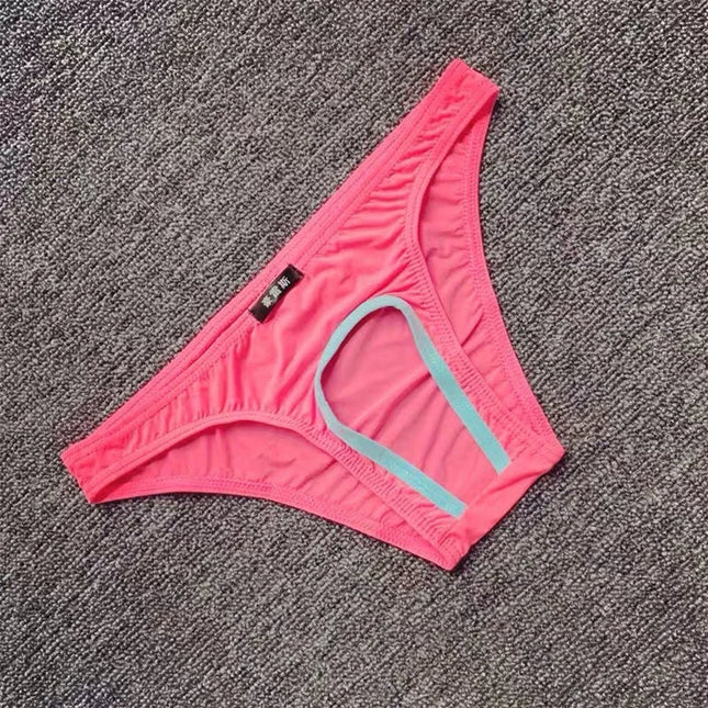 Sexy Open Crotch Panties Men Crotchless Underwear Ice Silk Plus Size Hole Briefs Erotic Male Lingerie Night Wear