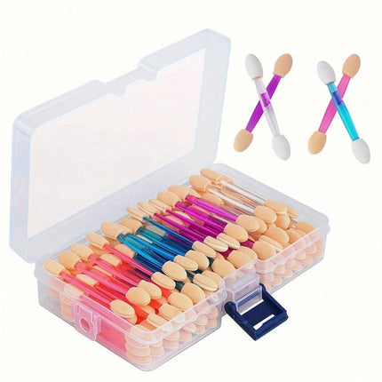100/120/200Pcs Double-Headed Eyeshadow Brush, Disposable Dual Sided Eyeshadow Brush Double Ended Sponge Applicator Oval Tipped
