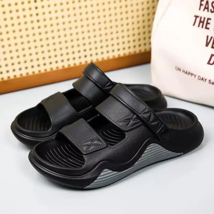 Men's Summer Outdoor Sandals Anti-Slip Beach Thick Bottom Color Block Soft Comfortable Sports Slippers PVC Material Leisure Styl
