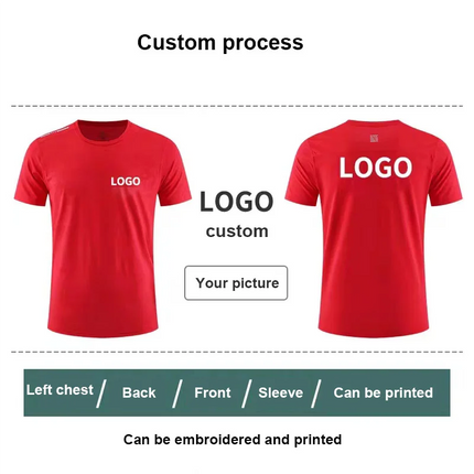 High-Quality Sport Quick-Drying T Shirt Custom Logo Round Neck Embroidery Polyester Print Personal Design Tops 2023