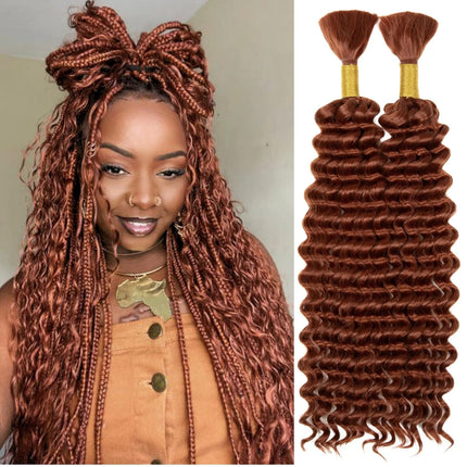 22 inch Synthetic Deep Wave Bulk Synthetic Bohemian Braids Hair Boho Braids Curly Hair Bundles No Weft and Wavy Hair for Women