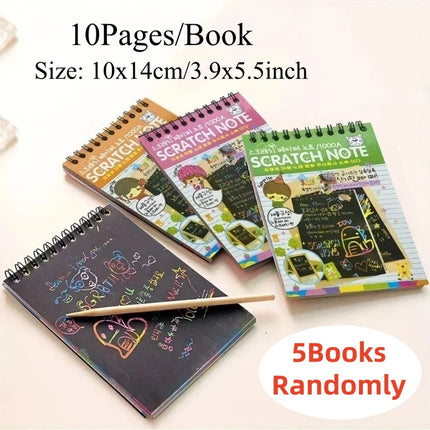 10Page/Book Magic Antistress Coloring books for children adult Kids drawings Scratch note book black cardboard stationery paper