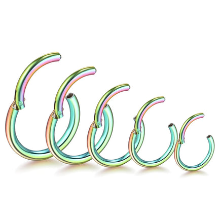 1Pc 316L Stainless Steel Nose Septum Clicker Hinged Segment Ring Nose Hoops Lip Ear Cartilage Ear Helix Body Piercing Jewelry