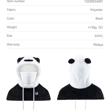 Qunature Parent-child Panda Ski Headgear Balaclava Soft Thermal Fleece Full Face Mask Winter Keep Warm Hood Scarf Neck Collar
