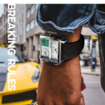 Mark Fairwhale Luxury Quartz Watches Men Fashion Brown Leather Strap Clock Military Waterproof Square Electronic WristWatch 2023