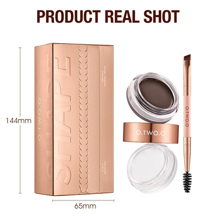 O.TWO.O Eyebrow Pomade 2-in-1 Brow Gel Wax Waterproof Long Lasting Creamy Texture Eye Brow Tint Enhancer Cosmetic Makeup