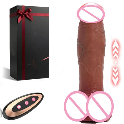 Adult Sex Toy for Women Realistic Dildo Soft Silicone Heating Telescopic G-Spot Vibrator Butt Plug Anal Strap-on Big Penis Massager Female Vaginal Stimulator Masturbation Strap-on with Strong Suction Cup Hands-Free Dick Sex Toy