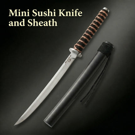 Premium Japanese Sushi Knife with Sheath-Ultra Sharp Portable Chef Knife for Kitchen,Stainless Steel Mini Sashimi Knife