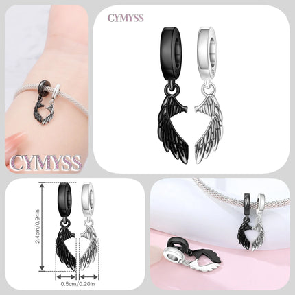 S925 Sterling Silver Charm Bead Angel Prayer Travel Memorial Pendant Fine Birthday Gift Fit Bangle Bracelet Necklace DIY Jewelry