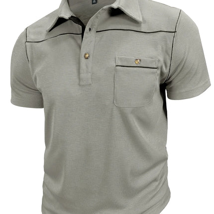 Plus Size Men's Polo Shirt 2026 Summer Fashion Vacation Casual Collared Solid Color Henley T-Shirt Pullover Top