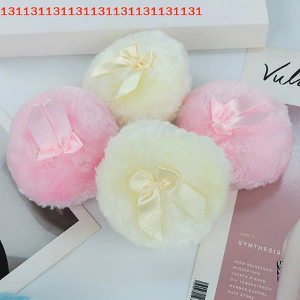 Professional Plush Bowknot round Makeup Sponge Soft Fluffy Loose Powder Puff Cute Foundation Cosmetic Beauty Tool