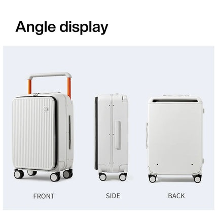 Mixi Front Laptop Pocket Suitcase Wide Handle Travel Suitcase Men 20''Carry-On Luggage Women PC Aluminum Frame Trolley Case 24''