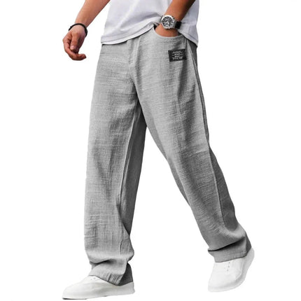 Men's Solid Color Loose Wide Leg Pants Summer Lightweight Casual Straight Trousers Youth Streetwear Fashion Long Pants