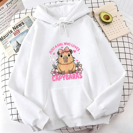 Funny Capybara Sweatshirt Cartoon Anime Hoodies Women Cute Anime Manga Hoody Long Sleeve Hoodies Female Sportwear Clothes Tops
