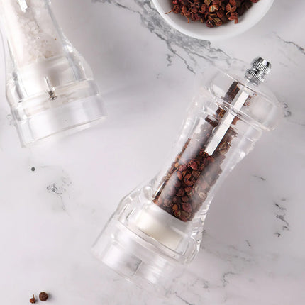 Refillable Manual Pepper and Salt Mill Professional Pepper Grinder Kitchen Gadget Transparent Sturdy High Efficiency Grinding