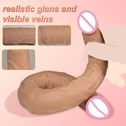 Dual-Ended Dildo for Women -Flexible Realistic Double Penetration Adult Toy, Soft Waterproof Phallus for Vaginal Anal Stimulatio
