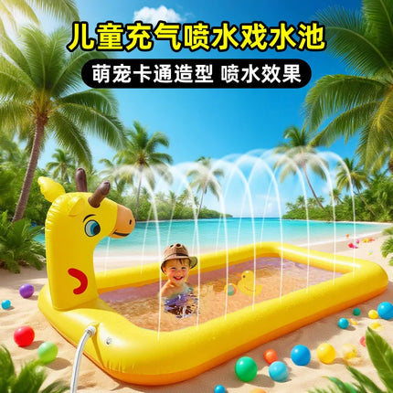 Arrival K Giraffe Sprinkler Mat Inflatable Swimming Pool Cartoon Water Play Toy Ball Pool Bathtub  Toddlers Family Garden Party