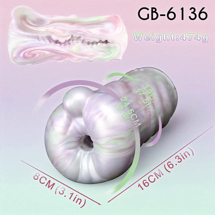 SHAZ Glossy Purple Fantasy Dragon Onahole, Soft Silicone Male Masturbator Stroker with Realistic Tunnel, Adult Male Pleasure Toy