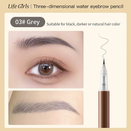 Life Girls Liquid Eyebrow Pen 0.01mm Ultra-Fine Smooth Waterproof Easy Application Natural 3D Eyebrows Makeup
