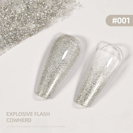 6pcs Shell Fragments Translucency Reflective Gel Nail Polish Reflective Glitter Semi Permanent Soak Off UV Gel Nail Art Varnish