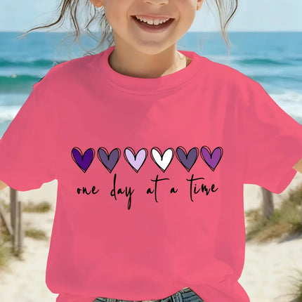 Cartoon Heart Graphic 3D Printed Girl Clothes Casual Short-Sleeve Round Neck Top for Girls Summer Fashion Children's Clothing